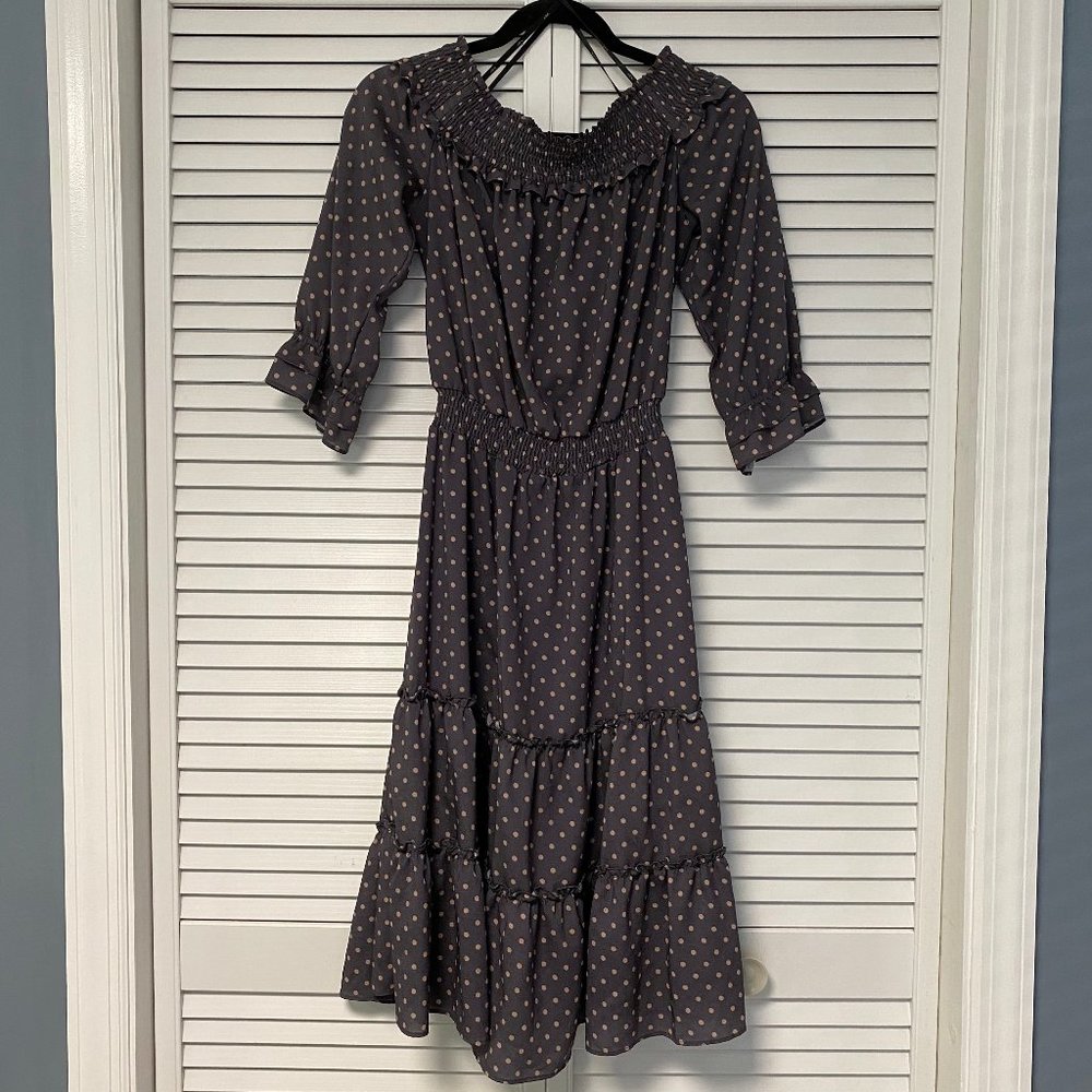 J.O.A. Polka Dot Off-the-Shoulder Midi Dress